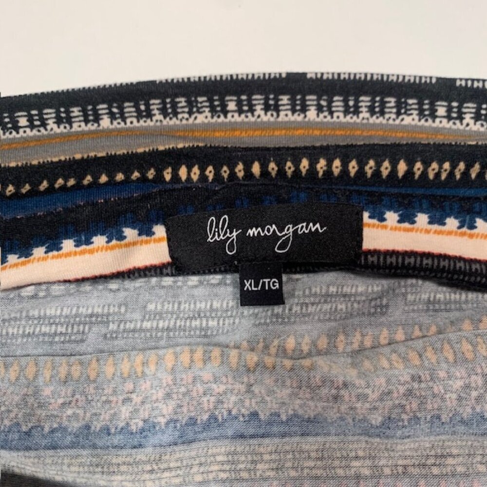 Lily Morgan XL Geometric Stripe Midi Skirt Stretch A-Line Pull On - Picture 6 of 8